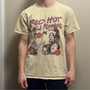 Red Hot Chili Peppers Band Beige Graphic T-Shirt